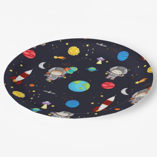 Kinder ruimte thema patroon papieren bordje (Gekanteld)