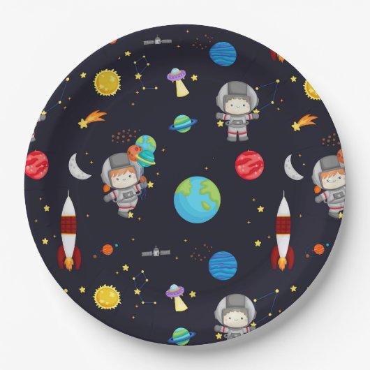 Kinder ruimte thema patroon papieren bordje (Voorkant)