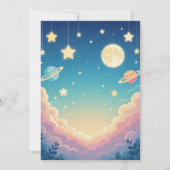 Kinder ruimte thema verjaardag partij kaart (Achterkant)