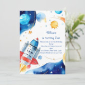 Kinder ruimte verjaardagsuitnodiging kaart (Staand voorkant)