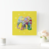 Kinder ruimte voor speelgoed olifanten vierkante klok (Huis)