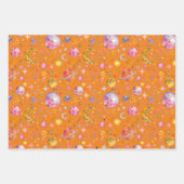 Kinder ruimteplaneet oranje kleur cadeau inpakpapier vel (Voorkant 2)