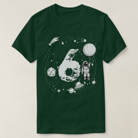 Kinder ruimtevaartastronaut 6e verjaardag voor Ast T-shirt (Design voorkant)