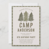 Kinder rustieke bos camping jongen verjaardagsfees kaart (Voorkant)