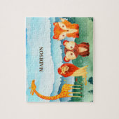 Kinder Safari Dieren Green Blue Forest Cute Legpuzzel (Verticaal)