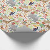 Kinder Safari Dieren Verjaardagsfeest, Leuk Oerwou Cadeaupapier (Hoek)