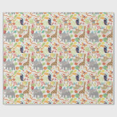 Kinder Safari Dieren Verjaardagsfeest, Leuk Oerwou Cadeaupapier (Vlak)