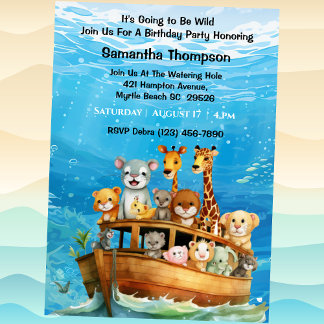 Kinder Safari Dierenbootjacht Verjaardagsfeest Kaart