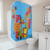 Kinder Safari Giraffes Tiger Lion Douchegordijn (In situ)