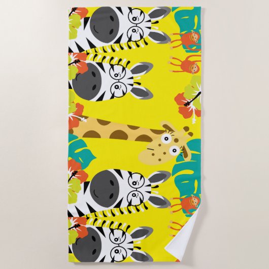 Kinder Safari Nursery Beach Strandlaken (Voorkant)