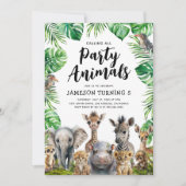 Kinder Safari Party Dieren Verjaardag Kaart (Voorkant)