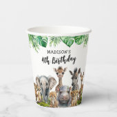 Kinder Safari Party Dieren Verjaardag Papieren Bekers (Achterkant)
