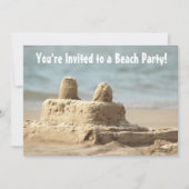 Kinder Sandcastle Beach Party Uitnodiging (Voorkant)
