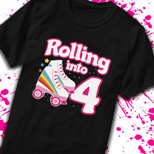 Kinder Schaats Partij - 4e verjaardag - Rollschaat T-shirt