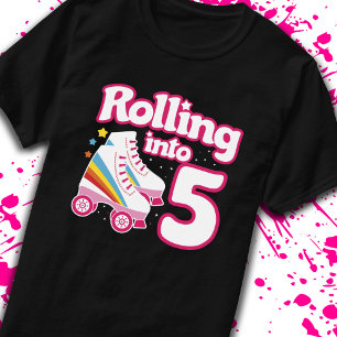 Kinder Schaats Partij - 5e verjaardag - Rollschaat T-shirt