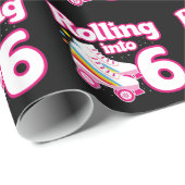 Kinder Schaats Partij - 6e verjaardag - Rollschaat Cadeaupapier (Rol Hoek)