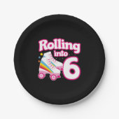 Kinder Schaats Partij - 6e verjaardag - Rollschaat Papieren Bordje (Voorkant)