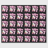 Kinder Schaats Partij - 7e verjaardag - Rollschaat Cadeaupapier (Vlak)