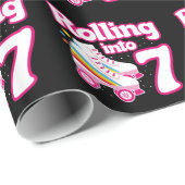 Kinder Schaats Partij - 7e verjaardag - Rollschaat Cadeaupapier (Rol Hoek)