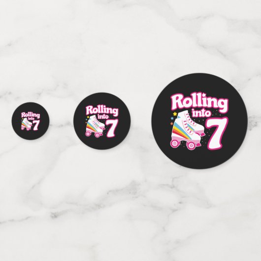 Kinder Schaats Partij - 7e verjaardag - Rollschaat Confetti (Voorkanten)