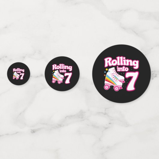 Kinder Schaats Partij - 7e verjaardag - Rollschaat Confetti (Achterkanten)