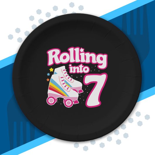 Kinder Schaats Partij - 7e verjaardag - Rollschaat Papieren Bordje
