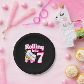 Kinder Schaats Partij - 7e verjaardag - Rollschaat Papieren Bordje (Feest)