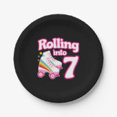 Kinder Schaats Partij - 7e verjaardag - Rollschaat Papieren Bordje (Voorkant)