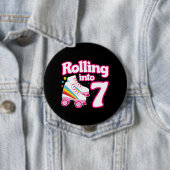 Kinder Schaats Partij - 7e verjaardag - Rollschaat Ronde Button 4,0 Cm (In situ)