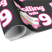Kinder Schaats Partij - 9e verjaardag - Rollschaat Cadeaupapier (Rol Hoek)