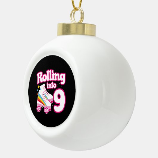 Kinder Schaats Partij - 9e verjaardag - Rollschaat Keramische Bal Ornament (Rechts)