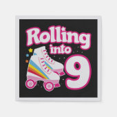 Kinder Schaats Partij - 9e verjaardag - Rollschaat Servet (Voorkant)