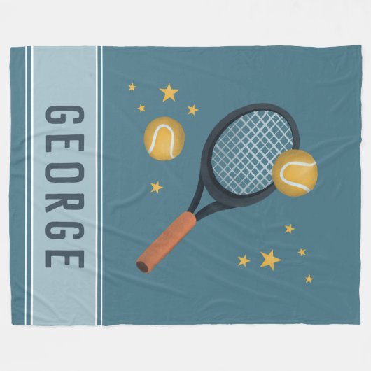 Kinder schattig blauw tennis sport jongens fleece deken (Voorkant (Horizontaal))