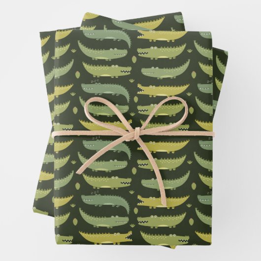 Kinder schattige alligators krokodillen praten sam inpakpapier vel (In situ)