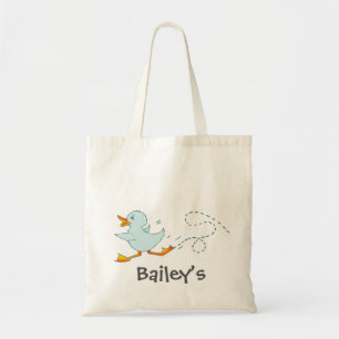 Kinder schattige blauwe eendenbibliotheek of stran tote bag