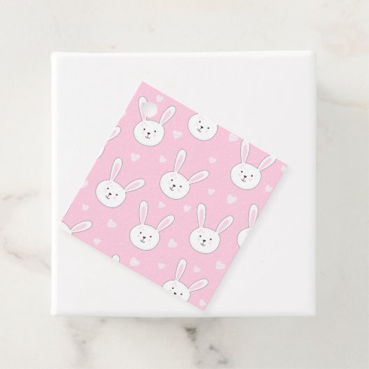 Kinder Schattige Bunny Rabbit Paasroze harten Bedankjes Labels (In situ)