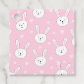 Kinder Schattige Bunny Rabbit Paasroze harten Bedankjes Labels (Voorkant)