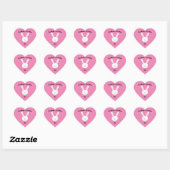 Kinder Schattige Bunny Rabbit Paasroze harten Hart Sticker (Vel)