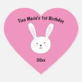 Kinder Schattige Bunny Rabbit Paasroze harten Hart Sticker (Voorkant)