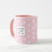 Kinder Schattige Bunny Rabbit Paasroze harten Mok (Voorkant links)
