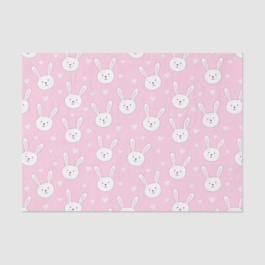 Kinder Schattige Bunny Rabbit Paasroze harten Tissuepapier (Voorkant)
