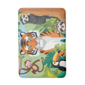 Kinder schattige dieren Oerwoud tijgeraapvogel Badmat (Voorkant Verticaal)