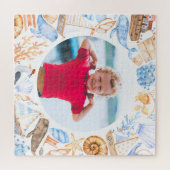 kinder schattige foto op het strand legpuzzel (Horizontaal)