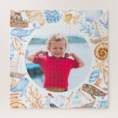 kinder schattige foto op het strand legpuzzel (Verticaal)