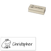 Kinder schattige gepersonaliseerde kikker met naam rubberstempel (Gestempeld)
