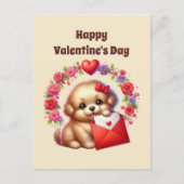 Kinder schattige Happy Valentine's Day puppy Feestdagenkaart (Voorkant)