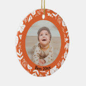 Kinder schattige Herfst herfstbladeren eikenblad Keramisch Ornament (Rechts)