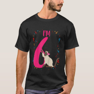 Kinder schattige kat ik ben 6 jaar oud verjaardags t-shirt