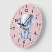 Kinder schattige olifant roze grijs grote klok (Hoek)