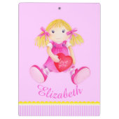 Kinder schattige pop waterverf kunst roze genoemd  klembord (Achterkant)